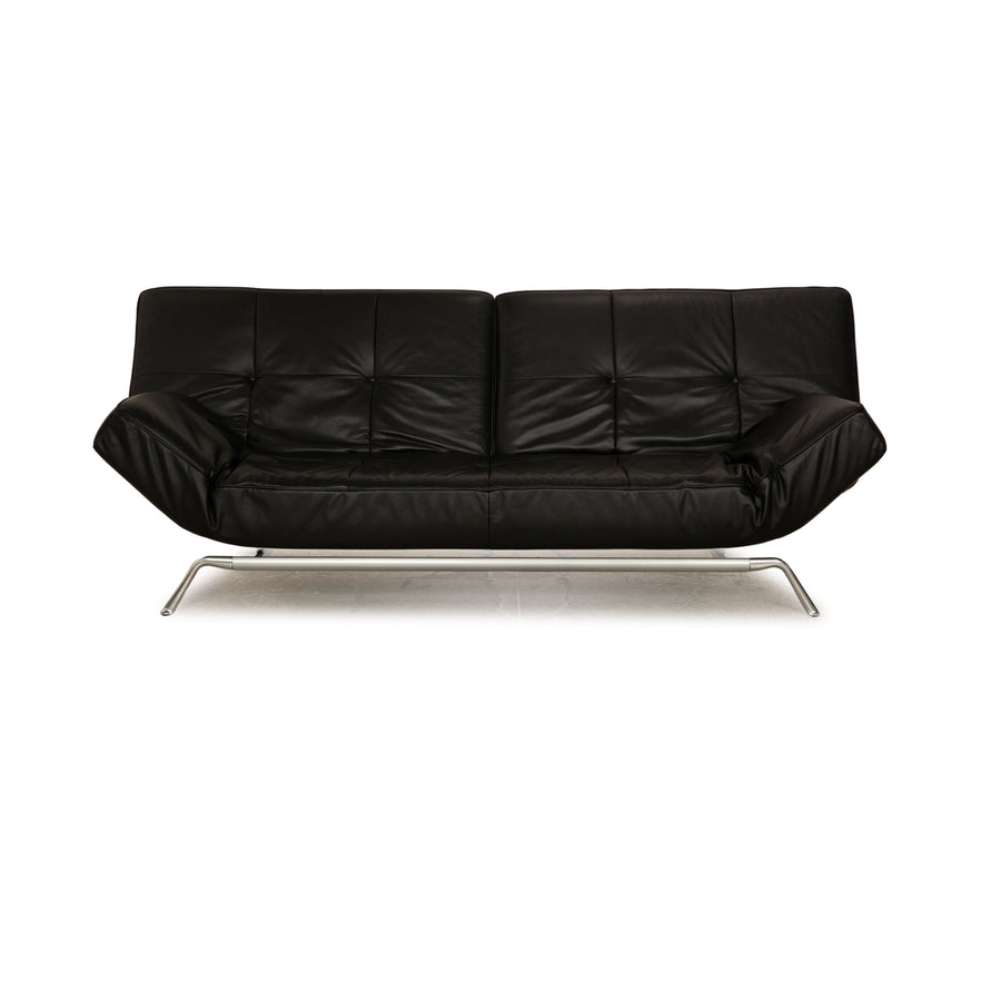 ligne roset Smala Leder Dreisitzer Schwarz manuelle Funktion Sofa Couch Schlaffunktion