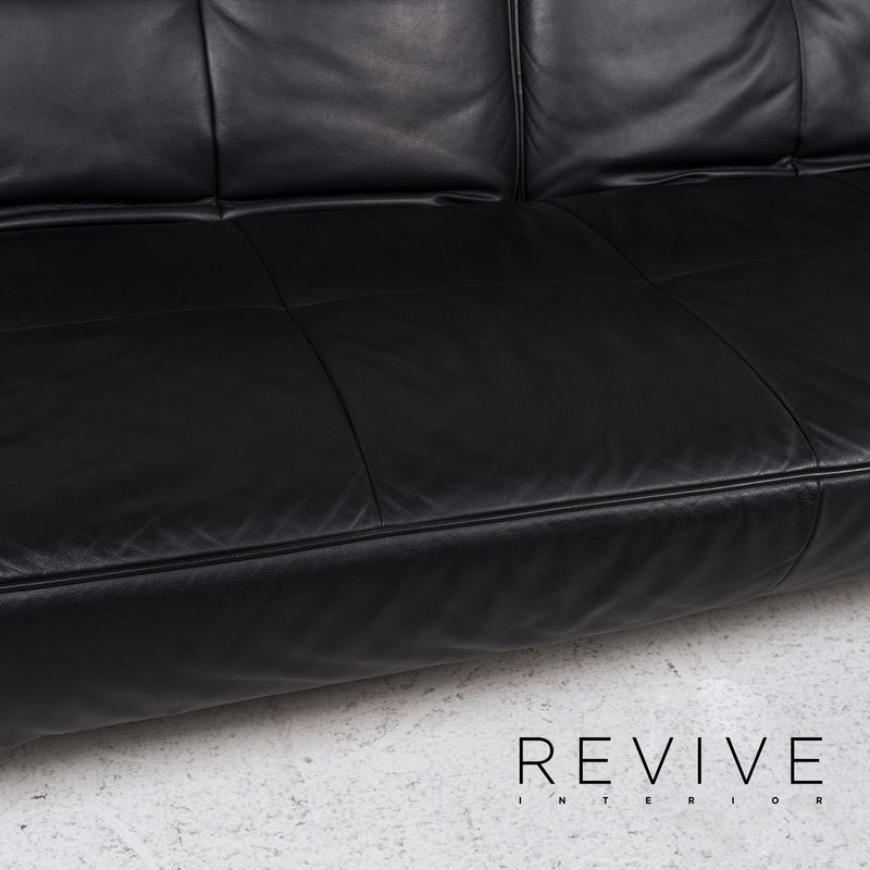ligne roset Smala Leder Schlafsofa Schwarz Dreisitzer Sofa Schlaffunktion Funktion Couch 