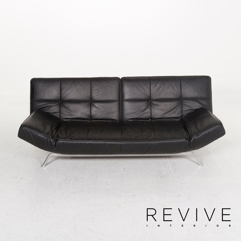 ligne roset Smala Leder Schlafsofa Schwarz Dreisitzer Sofa Schlaffunktion Funktion Couch 