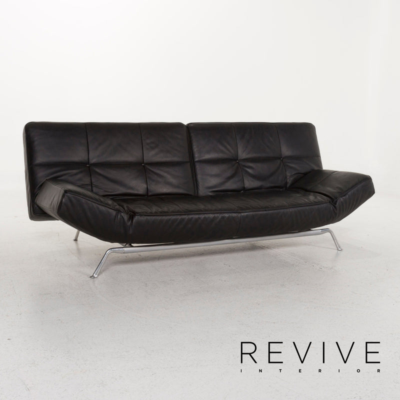 ligne roset Smala Leder Schlafsofa Schwarz Dreisitzer Sofa Schlaffunktion Funktion Couch 
