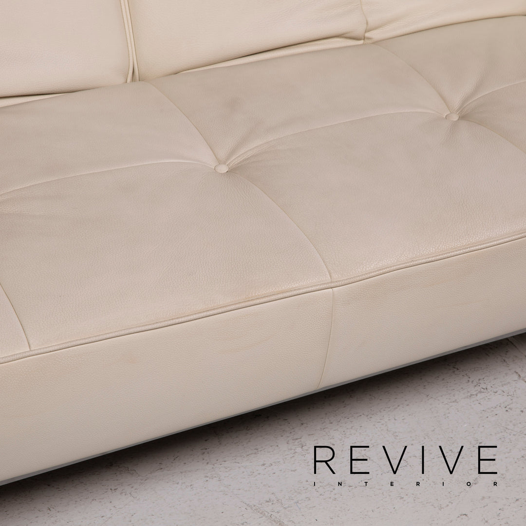 ligne roset Smala Leder Sofa Creme Dreisitzer Schlaffunktion #15072
