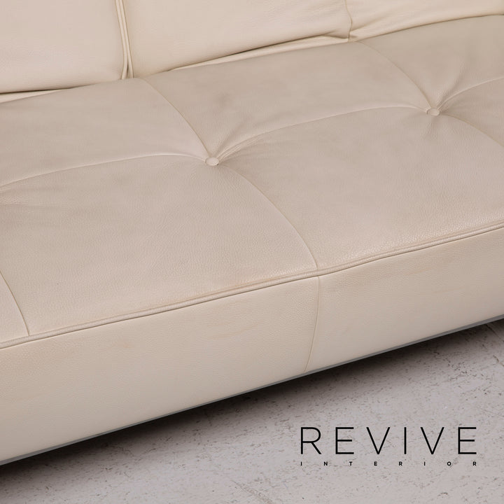 ligne roset Smala Leder Sofa Creme Dreisitzer Schlaffunktion #15072