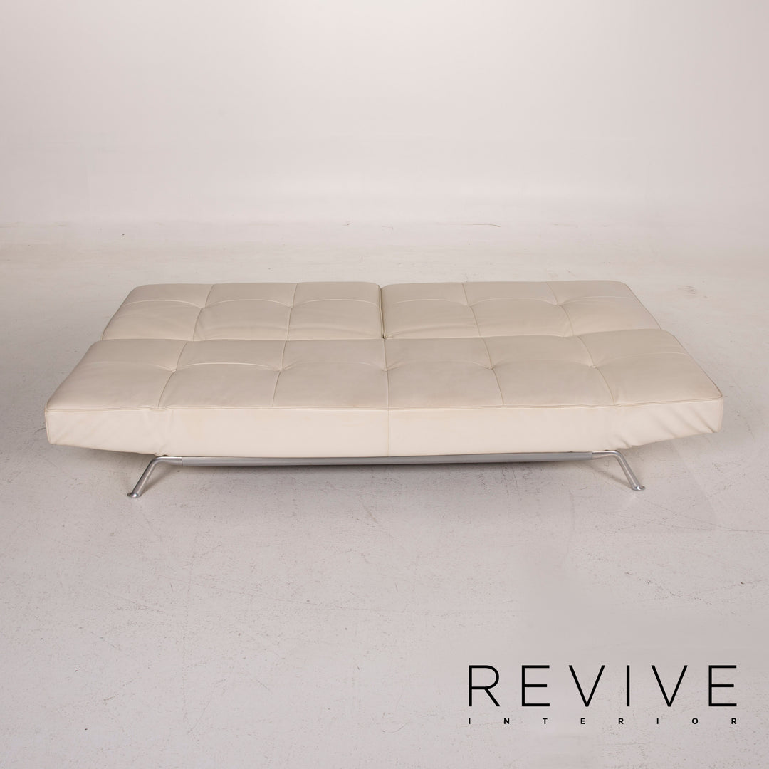 ligne roset Smala Leder Sofa Creme Dreisitzer Schlaffunktion #15072
