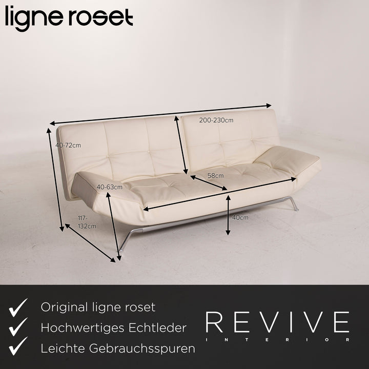 ligne roset Smala Leder Sofa Creme Dreisitzer Schlaffunktion #15072