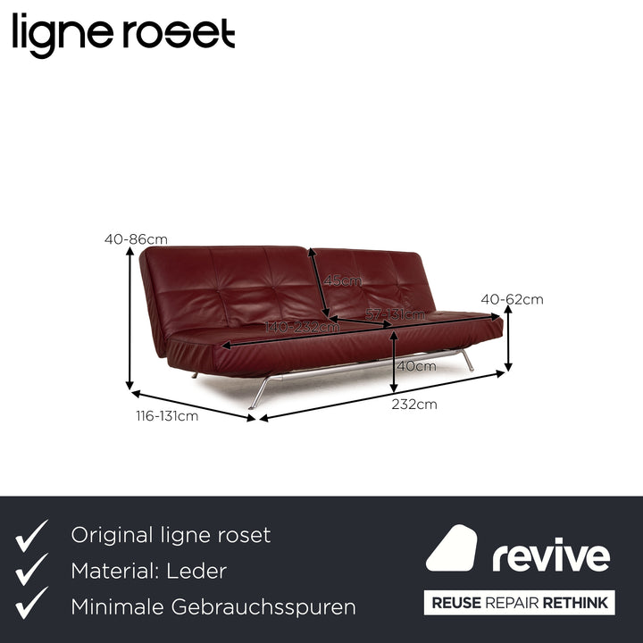 ligne roset Smala leather sofa red three seater couch function