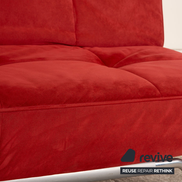 ligne roset Smala Stoff Dreisitzer Rot Sofa Couch manuelle Schlaffunktion