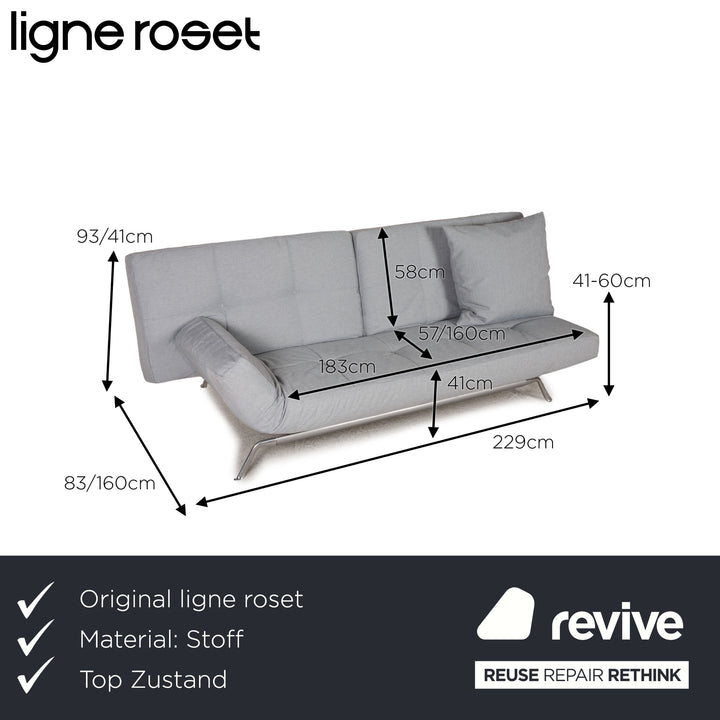 ligne roset Smala fabric sofa ice blue three-seater couch function sleeping function