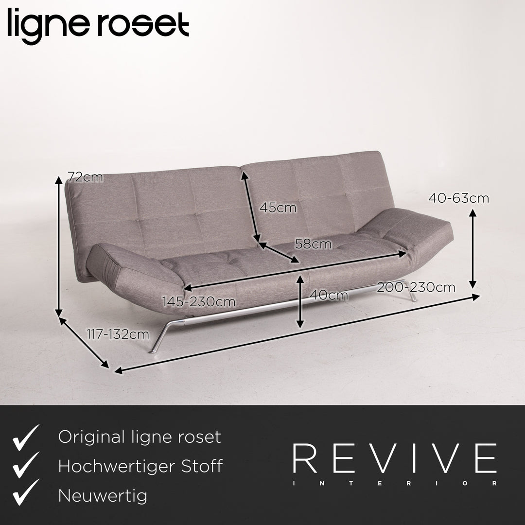 ligne roset Smala fabric sofa set gray silver 1x three-seater 1x stool sofa bed sleeping function #14628