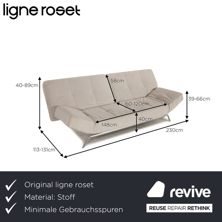 ligne roset Smala fabric sofa gray three-seater couch function sleeping function