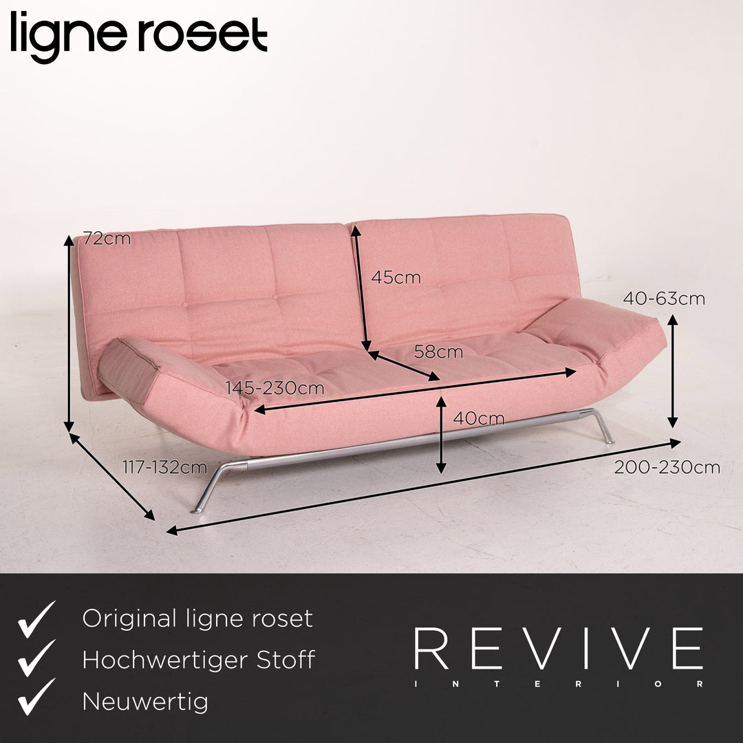 ligne roset Smala fabric sofa rosé pink three-seater function sleeping function sofa bed couch #14375