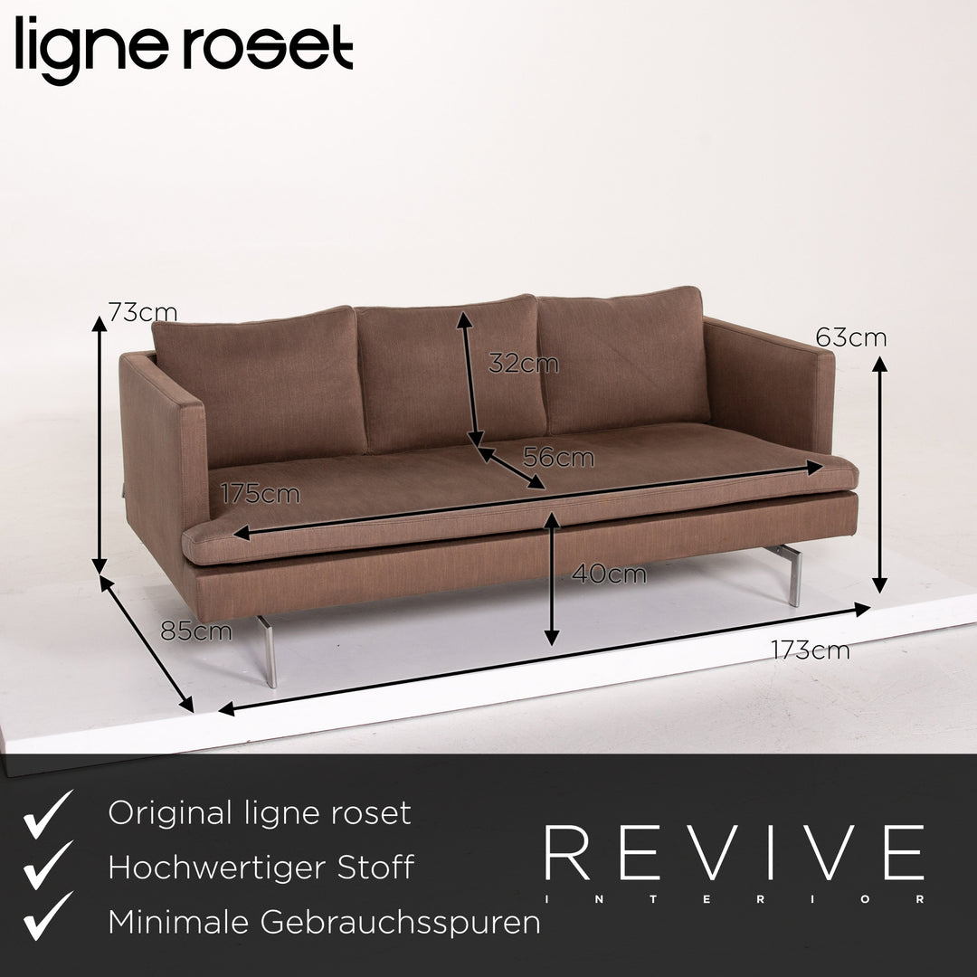 ligne roset fabric sofa brown three seater couch #14080