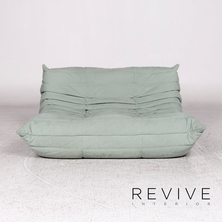 ligne roset Togo Alcantara fabric sofa set mint lilac green purple 2x two-seater 1x ottoman Michel Ducaroy #10041