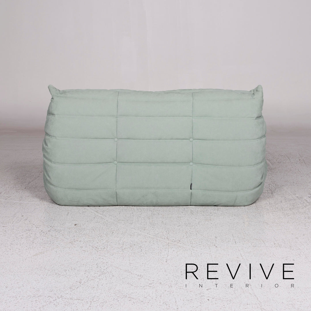 ligne roset Togo Alcantara fabric sofa set mint lilac green purple 2x two-seater 1x ottoman Michel Ducaroy #10041