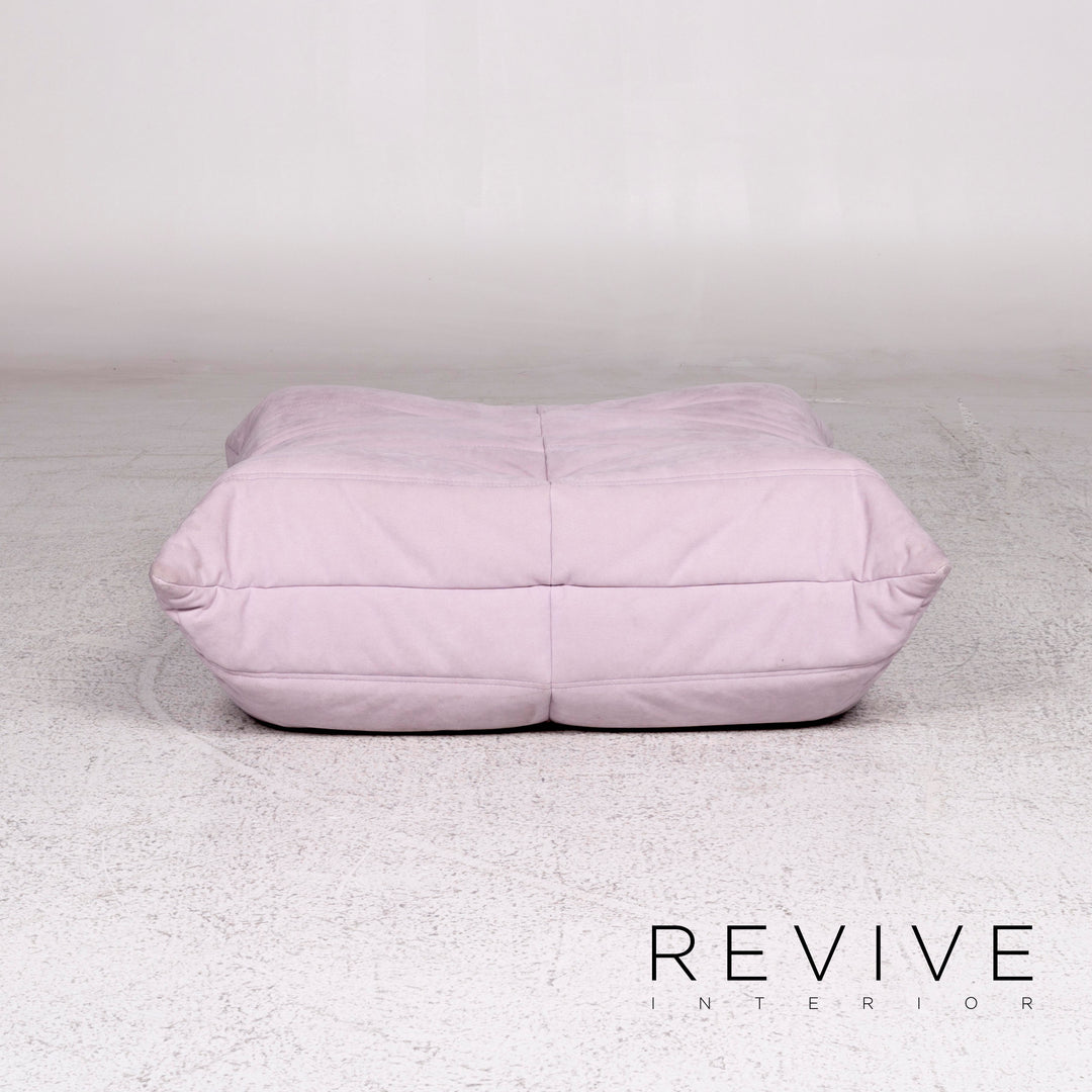 ligne roset Togo Alcantara fabric sofa set mint lilac green purple 2x two-seater 1x ottoman Michel Ducaroy #10041
