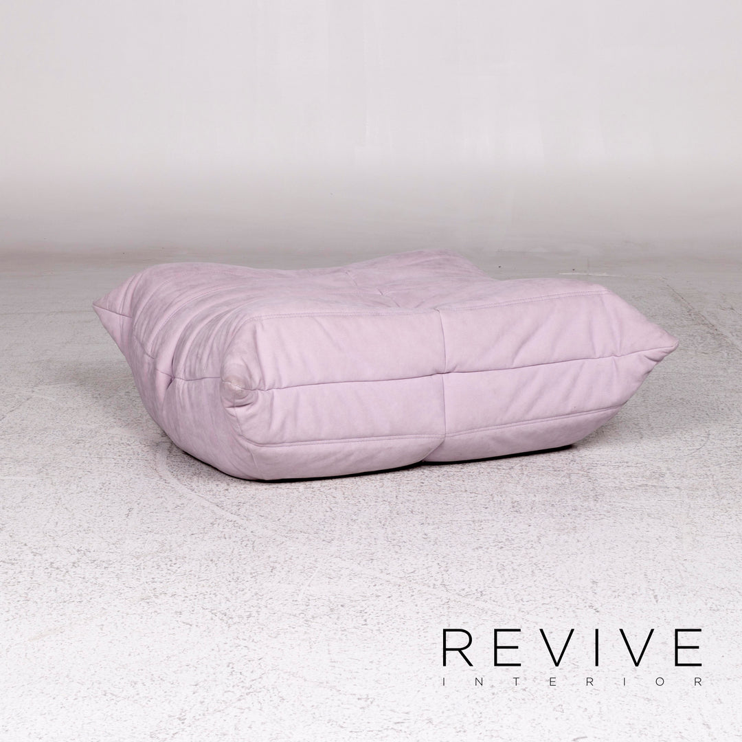 ligne roset Togo Alcantara fabric sofa set mint lilac green purple 2x two-seater 1x ottoman Michel Ducaroy #10041