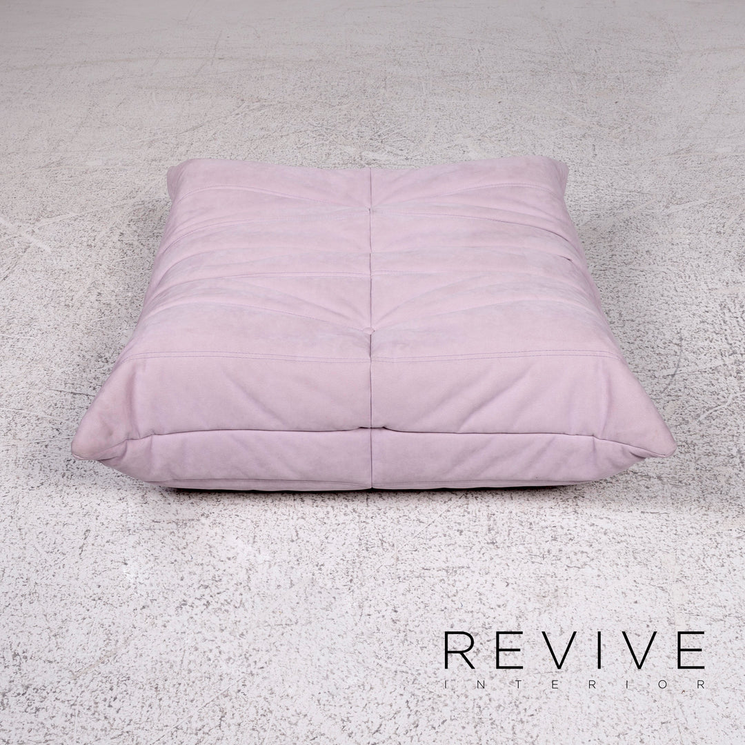 ligne roset Togo Alcantara fabric sofa set mint lilac green purple 2x two-seater 1x ottoman Michel Ducaroy #10041
