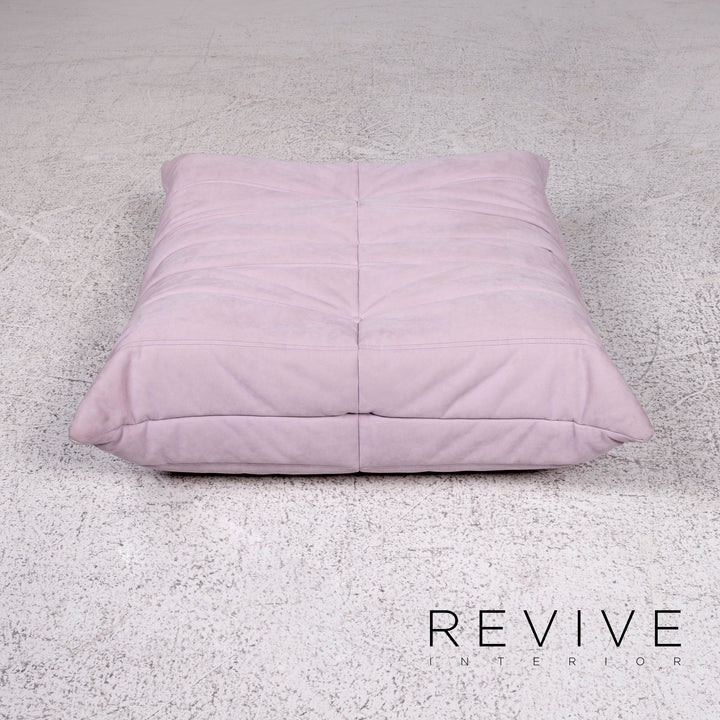 ligne roset Togo Alcantara fabric sofa set mint lilac green purple 2x two-seater 1x ottoman Michel Ducaroy #10041