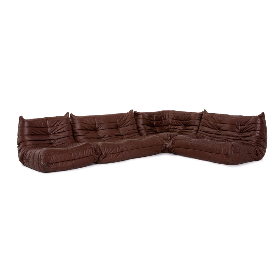 ligne roset Togo Leather Corner Sofa Brown Dark Brown Modular Sofa Couch #13585