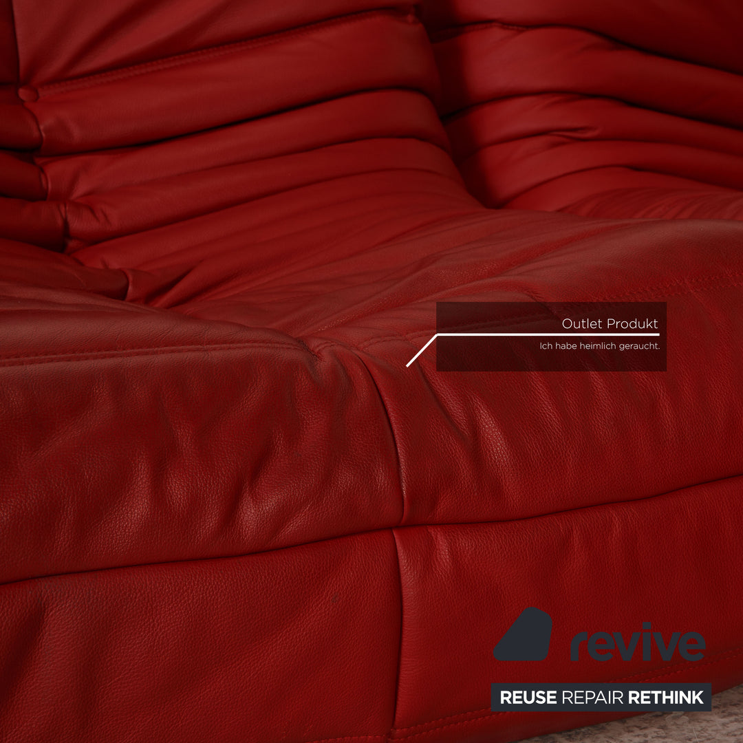 Ligne Roset Togo Leather Sofa Red Corner Sofa Couch OUTLET