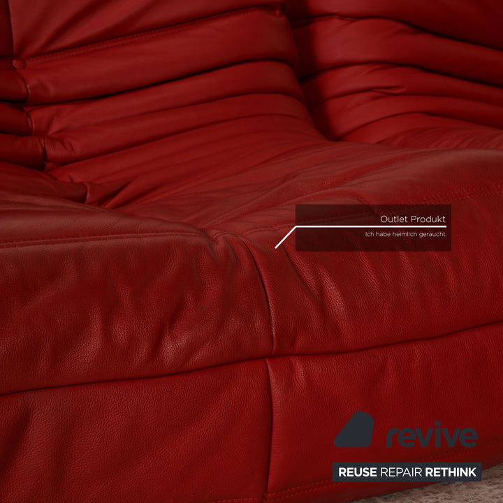 Ligne Roset Togo Leather Sofa Red Corner Sofa Couch OUTLET