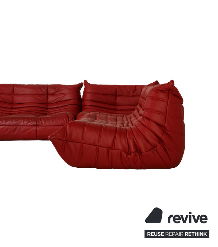 Ligne Roset Togo Leather Sofa Red Corner Sofa Couch OUTLET