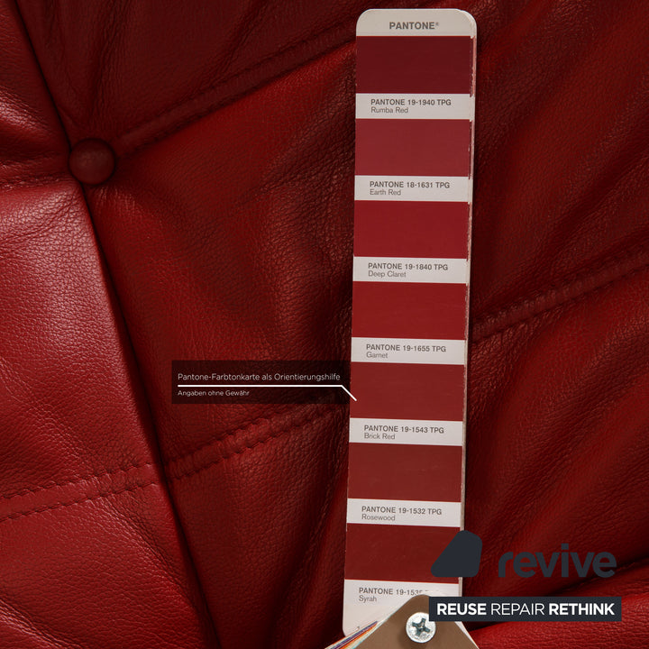 Ligne Roset Togo Leather Sofa Red Corner Sofa Couch OUTLET