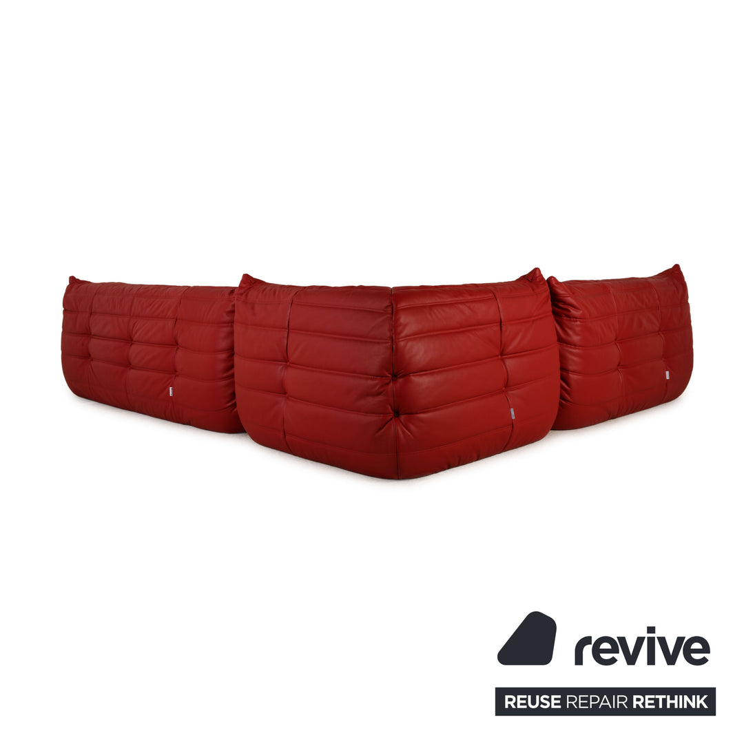 Ligne Roset Togo Leather Sofa Red Corner Sofa Couch OUTLET