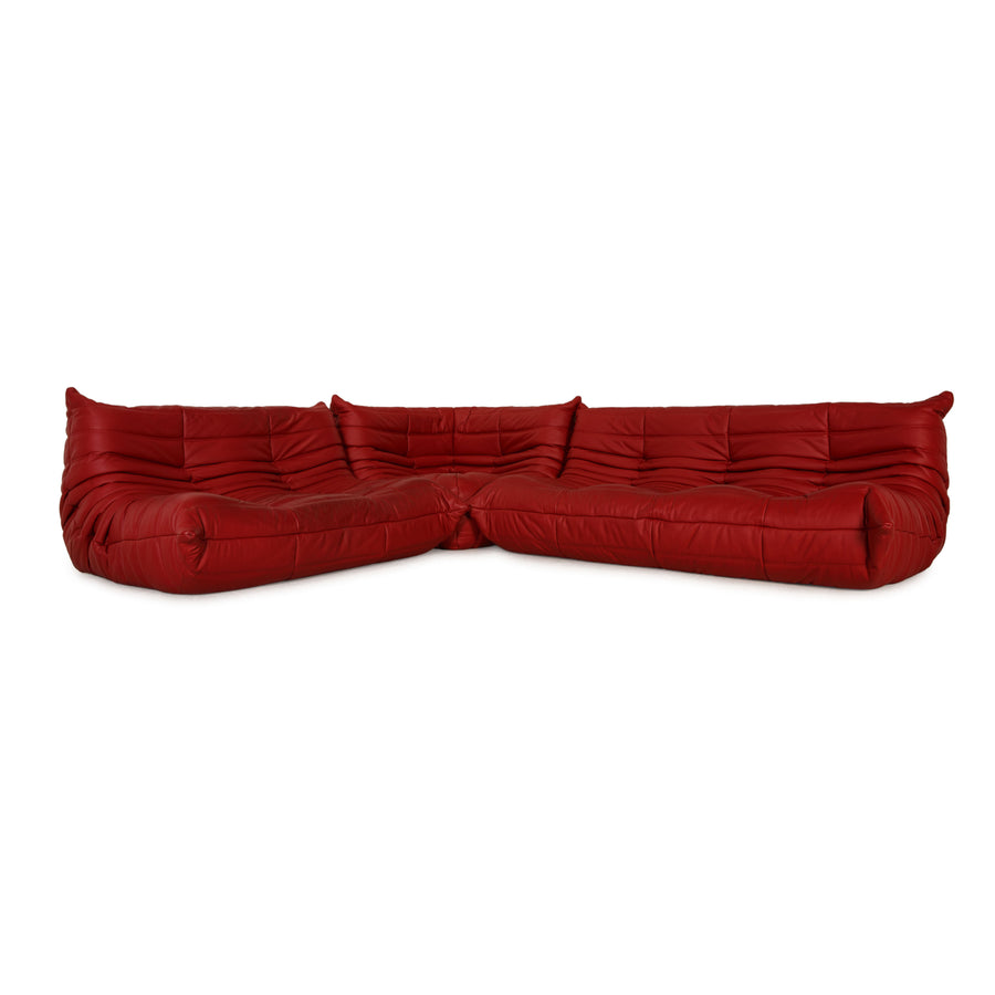 Ligne Roset Togo Leather Sofa Red Corner Sofa Couch OUTLET