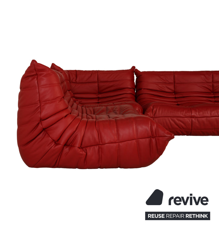 Ligne Roset Togo Leather Sofa Red Corner Sofa Couch OUTLET