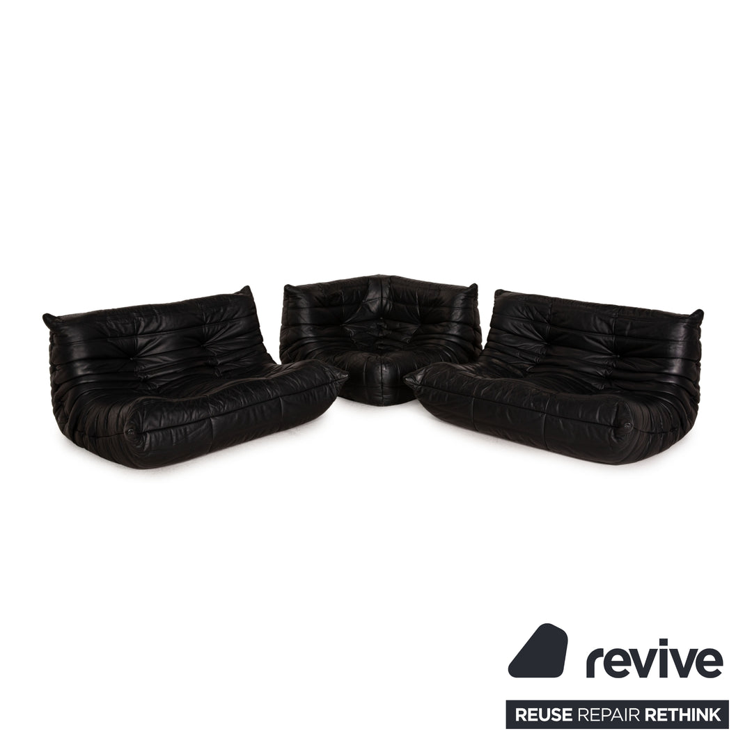 ligne roset Togo Leder Sofa Schwarz Ecksofa Couch