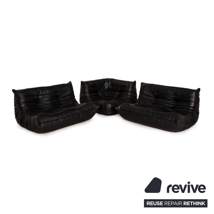 ligne roset Togo Leder Sofa Schwarz Ecksofa Couch