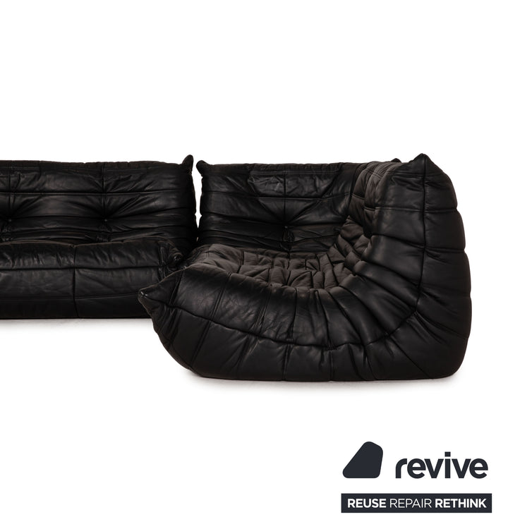 ligne roset Togo Leder Sofa Schwarz Ecksofa Couch