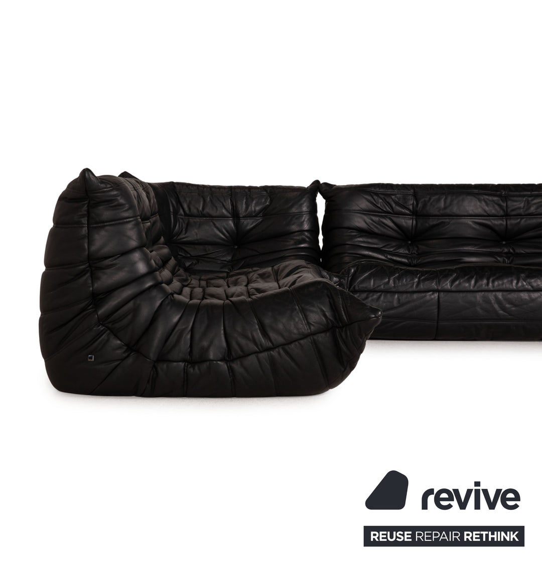 ligne roset Togo Leder Sofa Schwarz Ecksofa Couch