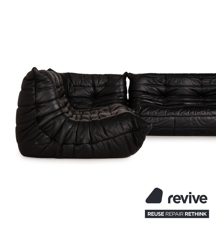 ligne roset Togo Leder Sofa Schwarz Ecksofa Couch