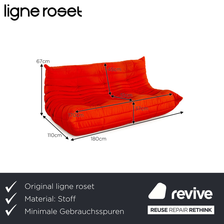 Ligne Roset Togo Fabric Three Seater Orange