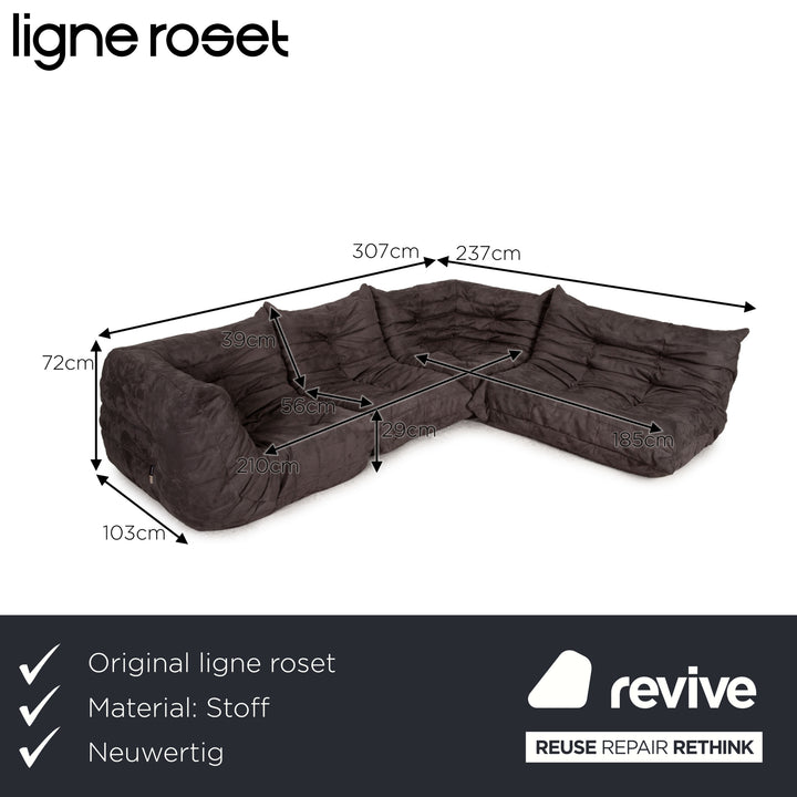 ligne roset Togo Stoff Ecksofa Grau Sofa Couch Neubezug