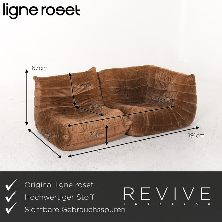 ligne roset Togo Stoff Sofa Braun Dreisitzer Couch #13450