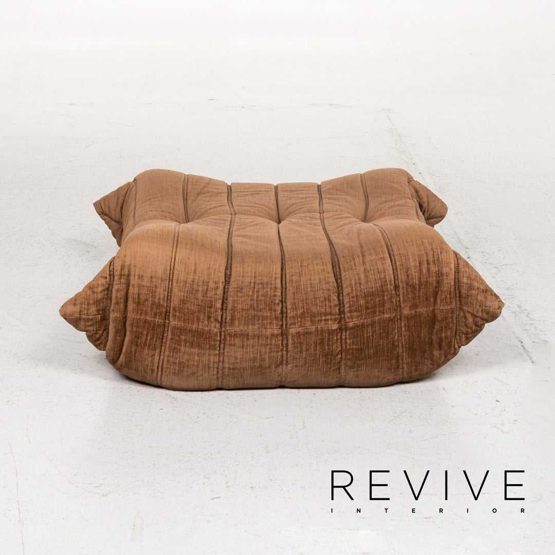 ligne roset Togo Stoff Sofa Garnitur Braun 1x Dreisitzer 1x Hocker #13453