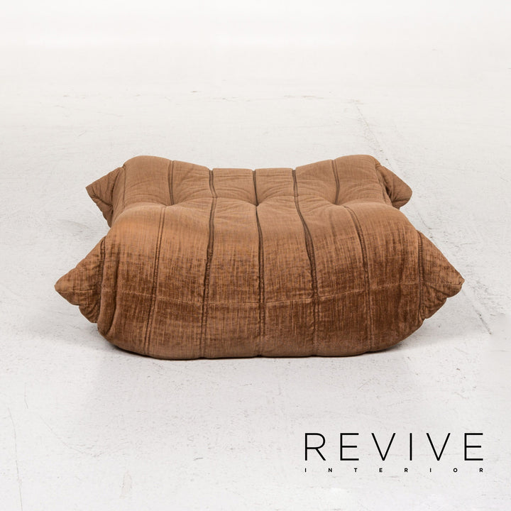 ligne roset Togo Stoff Sofa Garnitur Braun 1x Dreisitzer 1x Hocker #13453