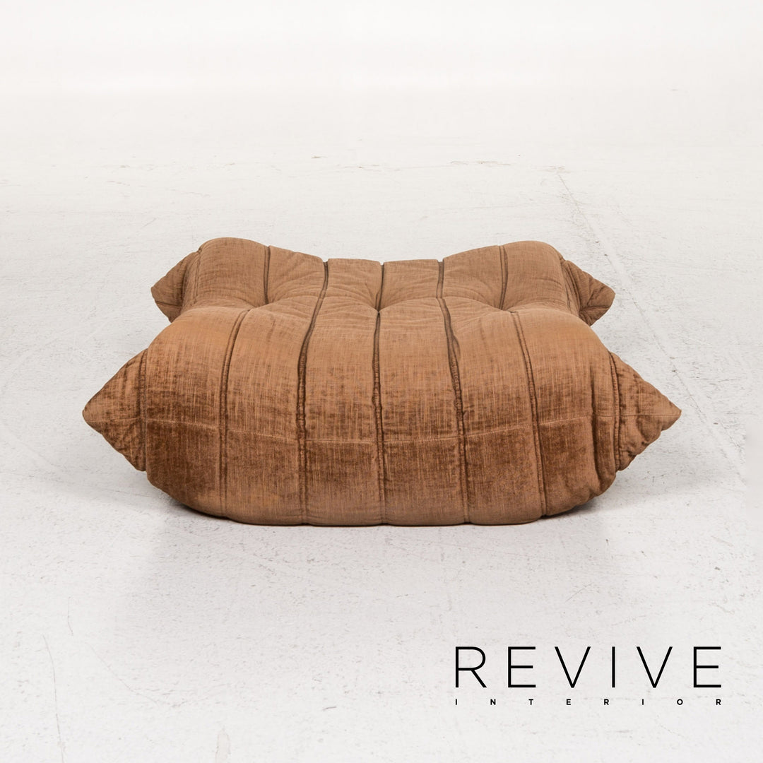 ligne roset Togo Stoff Sofa Garnitur Braun 1x Dreisitzer 1x Hocker #13453
