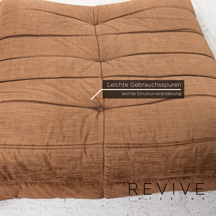 ligne roset Togo Stoff Sofa Garnitur Braun 1x Dreisitzer 1x Hocker #13453