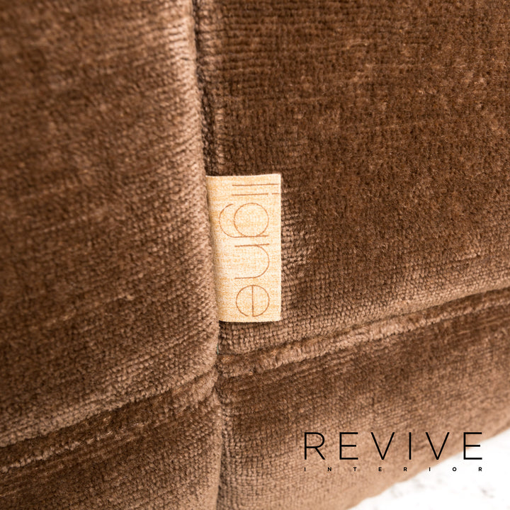 ligne roset Togo Stoff Sofa Garnitur Braun 1x Dreisitzer 1x Hocker #13453