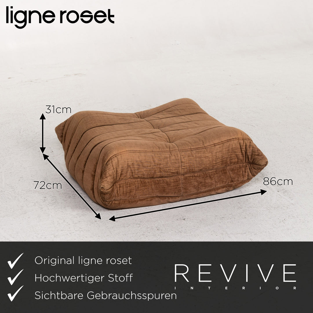 ligne roset Togo Stoff Sofa Garnitur Braun 1x Dreisitzer 1x Hocker #13453