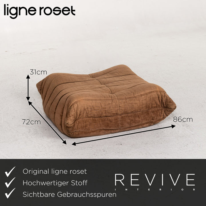 ligne roset Togo Stoff Sofa Garnitur Braun 1x Dreisitzer 1x Hocker #13453