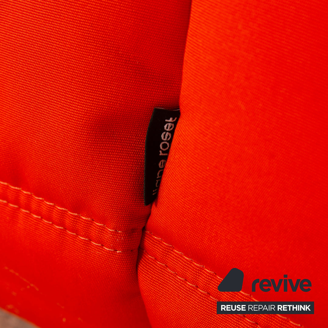 Ligne Roset Togo Stoff Sofa Garnitur Dreisitzer Hocker Orange