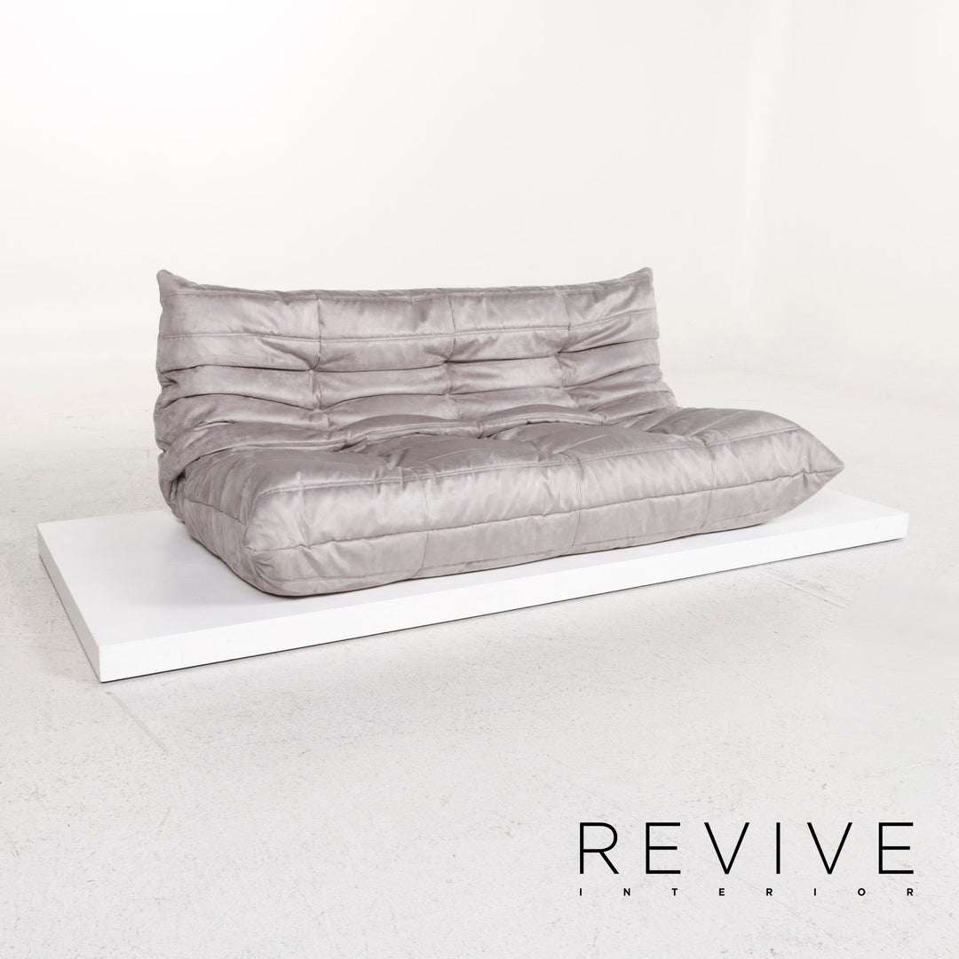 ligne roset Togo fabric sofa set gray 2x three-seater couch #13254