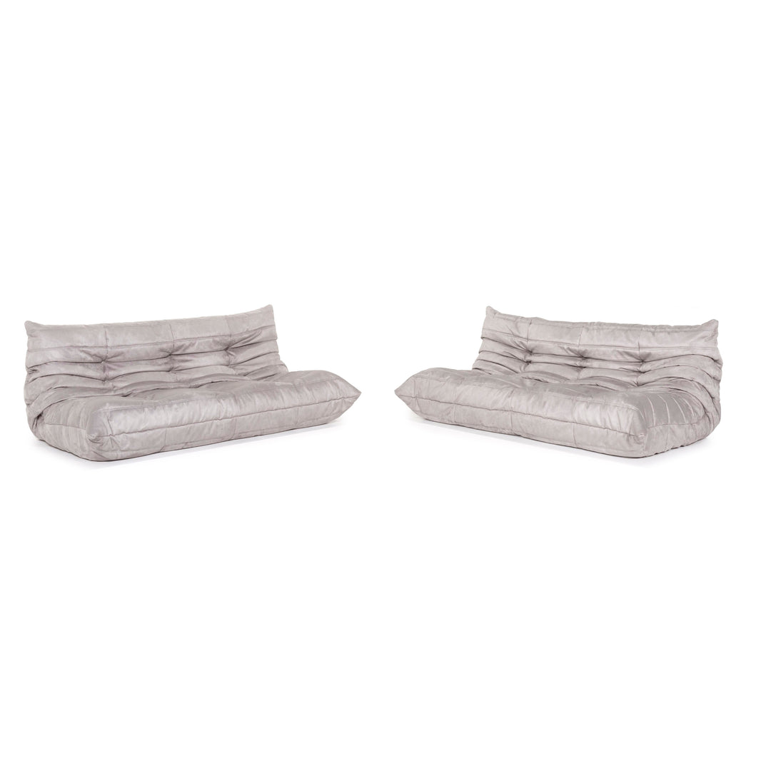 ligne roset Togo fabric sofa set gray 2x three-seater couch #13254