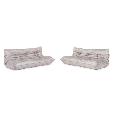 ligne roset Togo Stoff Sofa Garnitur Grau 2x Dreisitzer Couch #13254