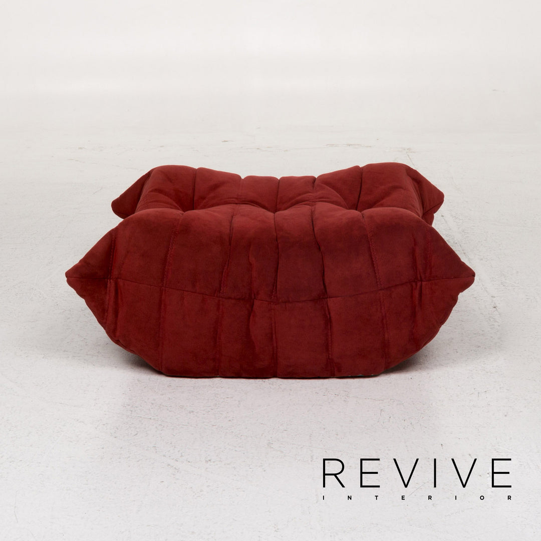 ligne roset Togo Stoff Sofa Garnitur Rot Weinrot 1x Ecksofa 1x Hocker #13506