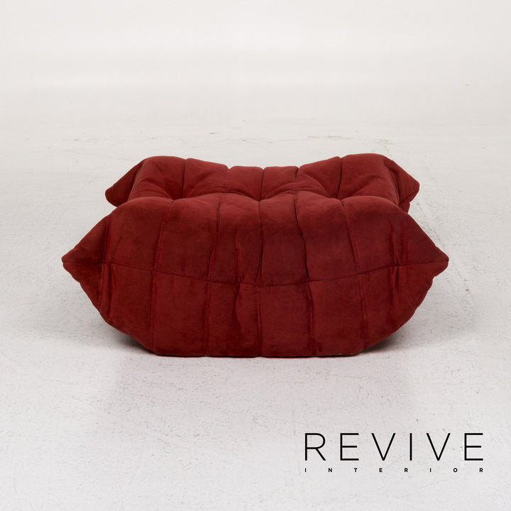 ligne roset Togo Stoff Sofa Garnitur Rot Weinrot 1x Ecksofa 1x Hocker #13506